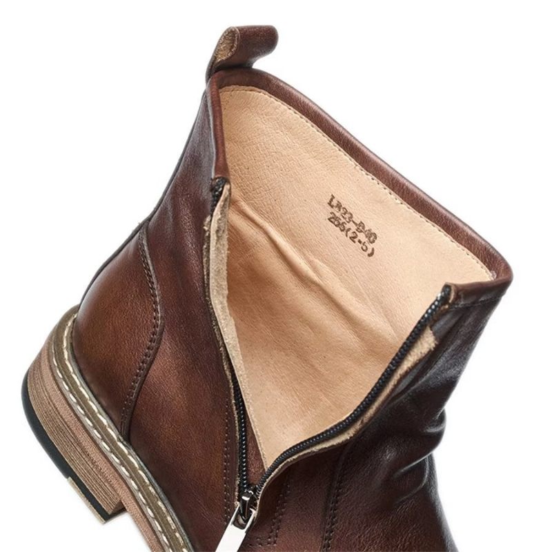 Botas Masculinas Elegantes Couro Vaca Com Salto Alto - Café