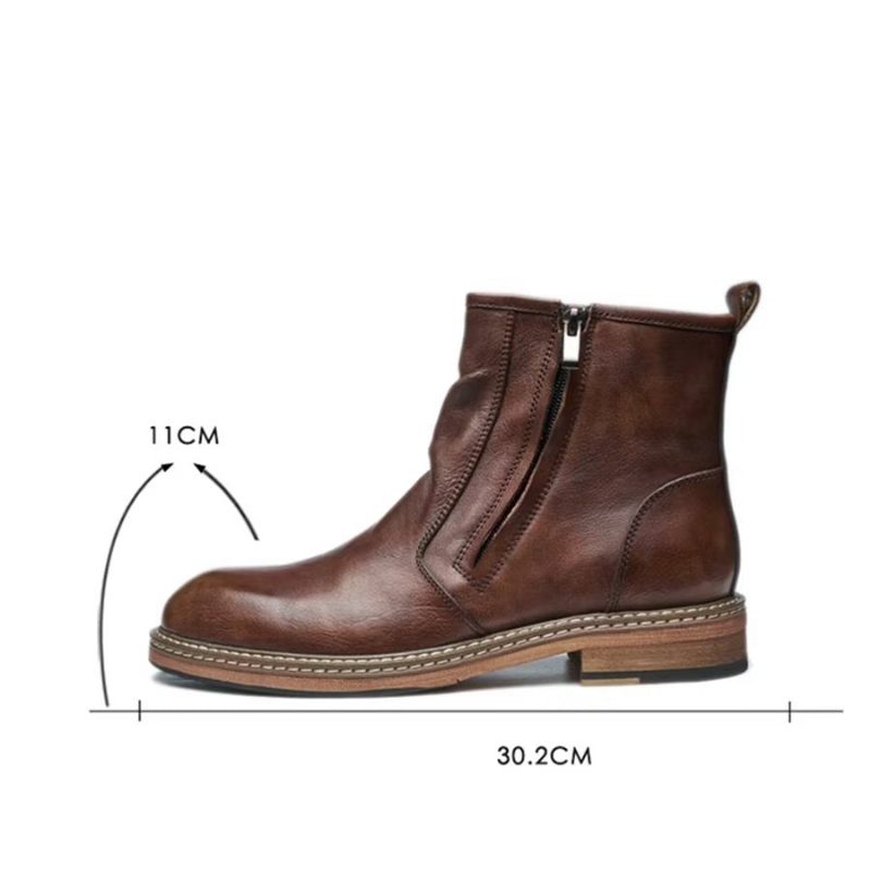 Botas Masculinas Elegantes Couro Vaca Com Salto Alto - Café