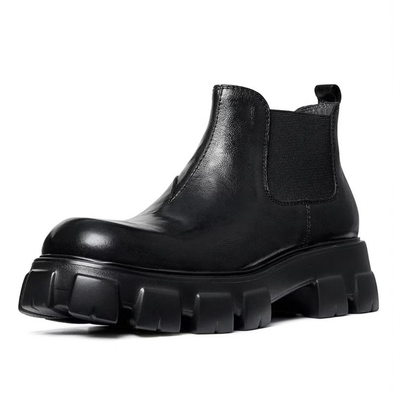 Botas Masculinas Elegantes Couro Vintage Com Zíper Curto Martin