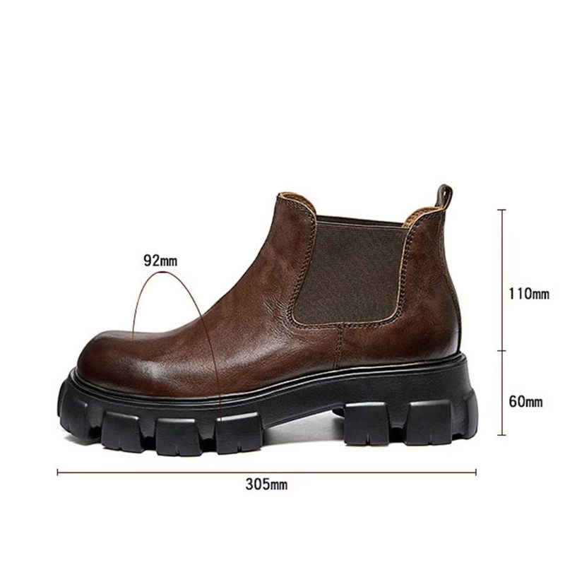 Botas Masculinas Elegantes Couro Vintage Com Zíper Curto Martin - Preto