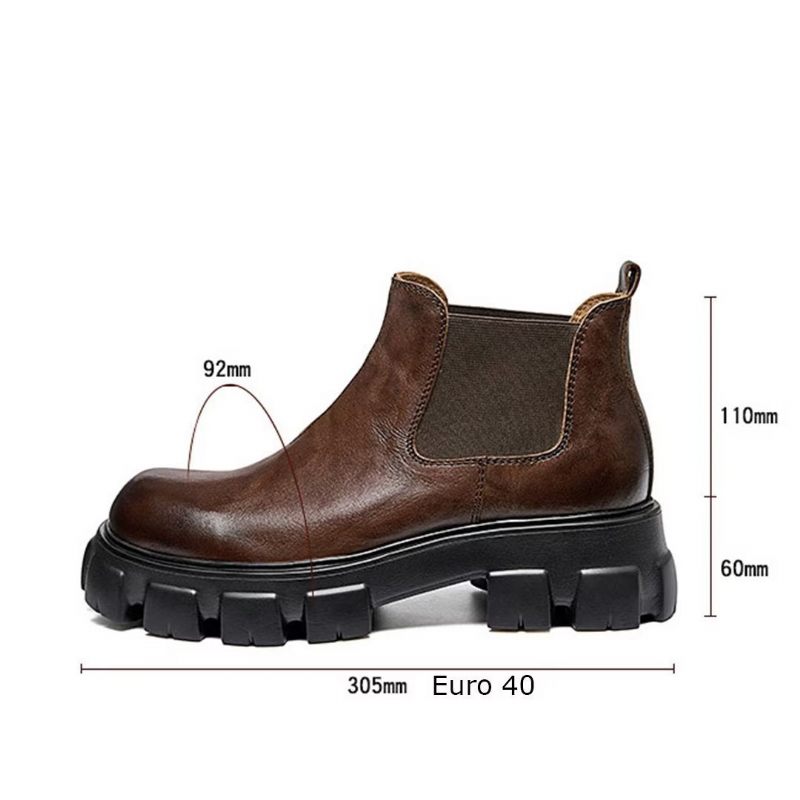 Botas Masculinas Elegantes Couro Vintage Com Zíper Curto Martin - Marrom