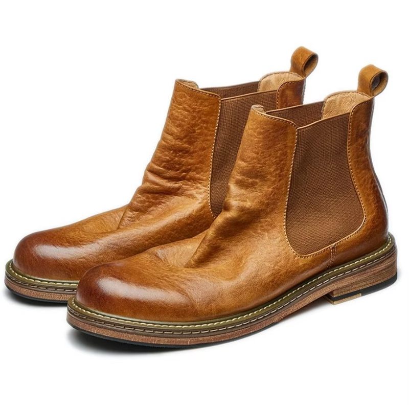 Botas Masculinas Elegantes Equinas Com Cadarço - Café