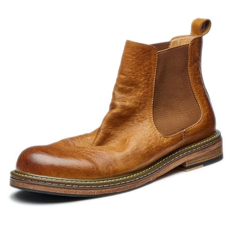 Botas Masculinas Elegantes Equinas Com Cadarço - Café