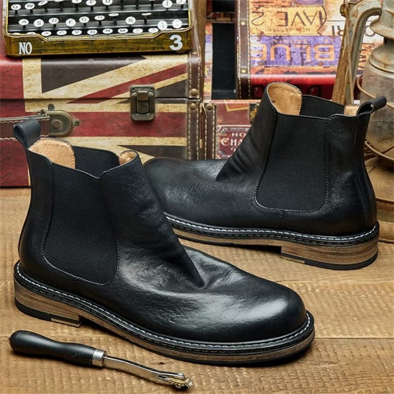 Botas Masculinas Elegantes Equinas Com Cadarço - Preto