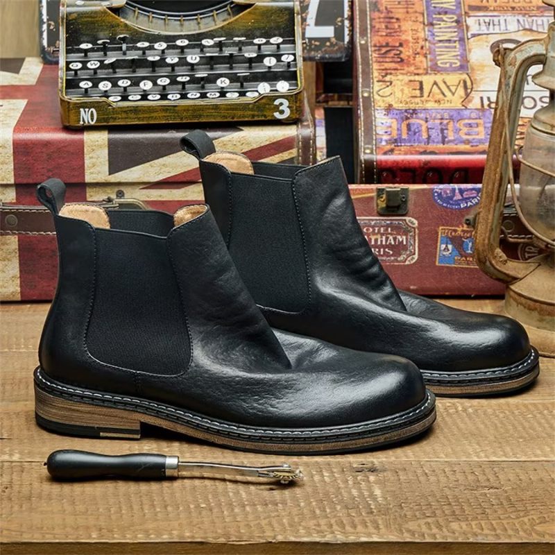 Botas Masculinas Elegantes Equinas Com Cadarço - Preto