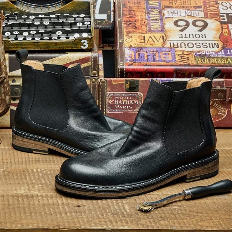 Botas Masculinas Elegantes Equinas Com Cadarço - Preto