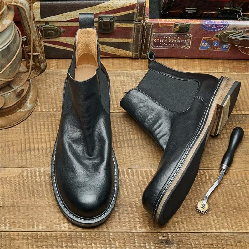 Botas Masculinas Elegantes Equinas Com Cadarço - Preto