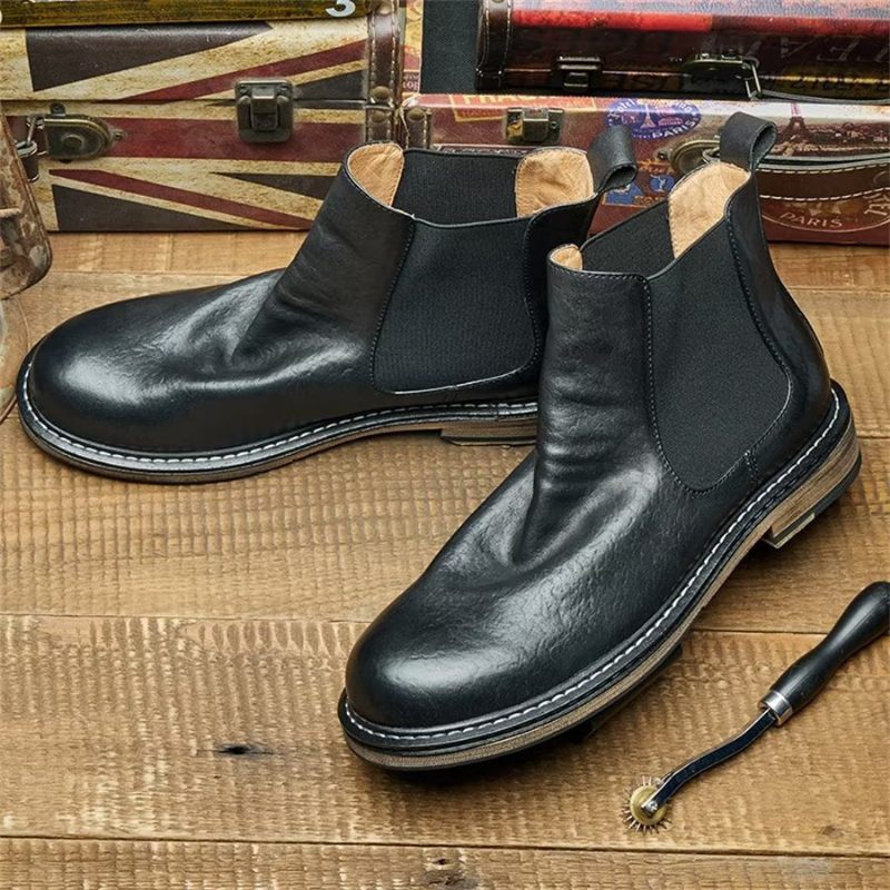 Botas Masculinas Elegantes Equinas Com Cadarço - Preto