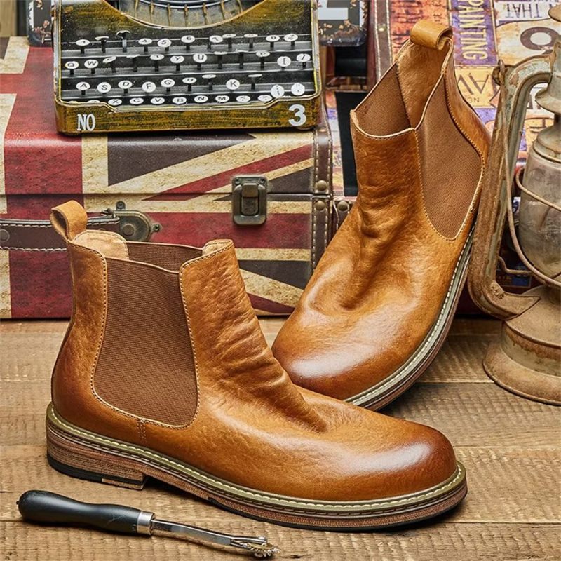 Botas Masculinas Elegantes Equinas Com Cadarço - Café