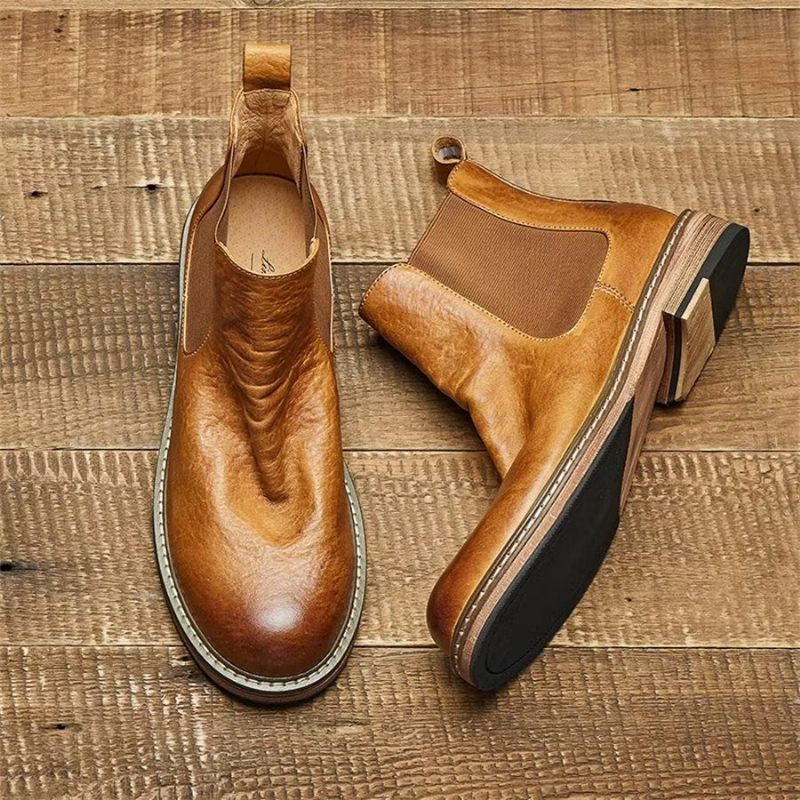 Botas Masculinas Elegantes Equinas Com Cadarço - Café