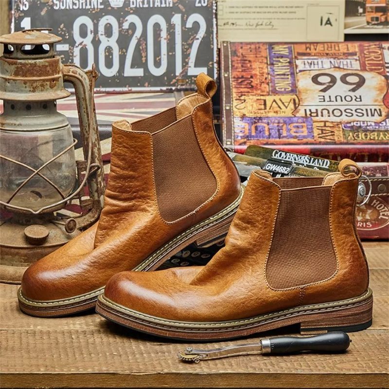 Botas Masculinas Elegantes Equinas Com Cadarço - Café