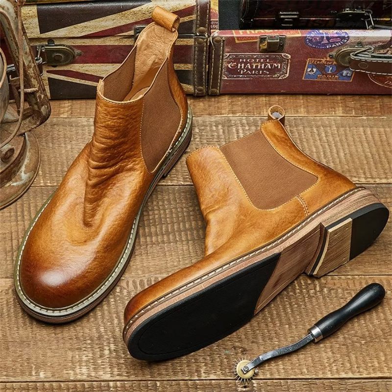 Botas Masculinas Elegantes Equinas Com Cadarço - Café