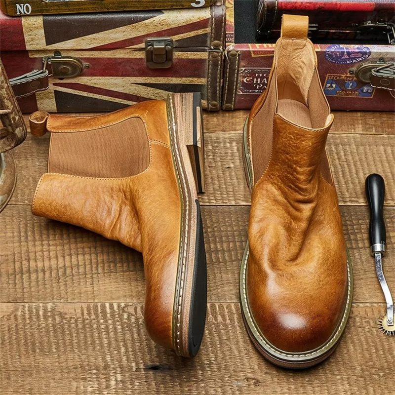 Botas Masculinas Elegantes Equinas Com Cadarço - Café