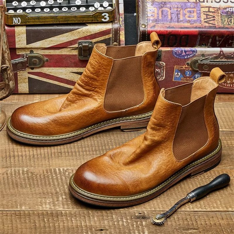 Botas Masculinas Elegantes Equinas Com Cadarço - Café