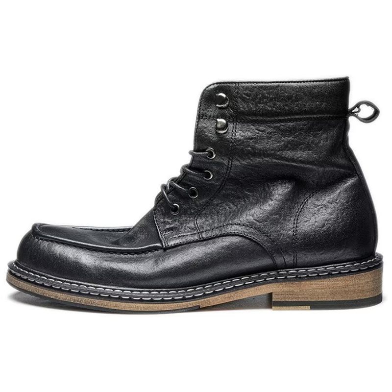 Botas Masculinas Elegantes Equinas Com Cadarço Clássico - Preto