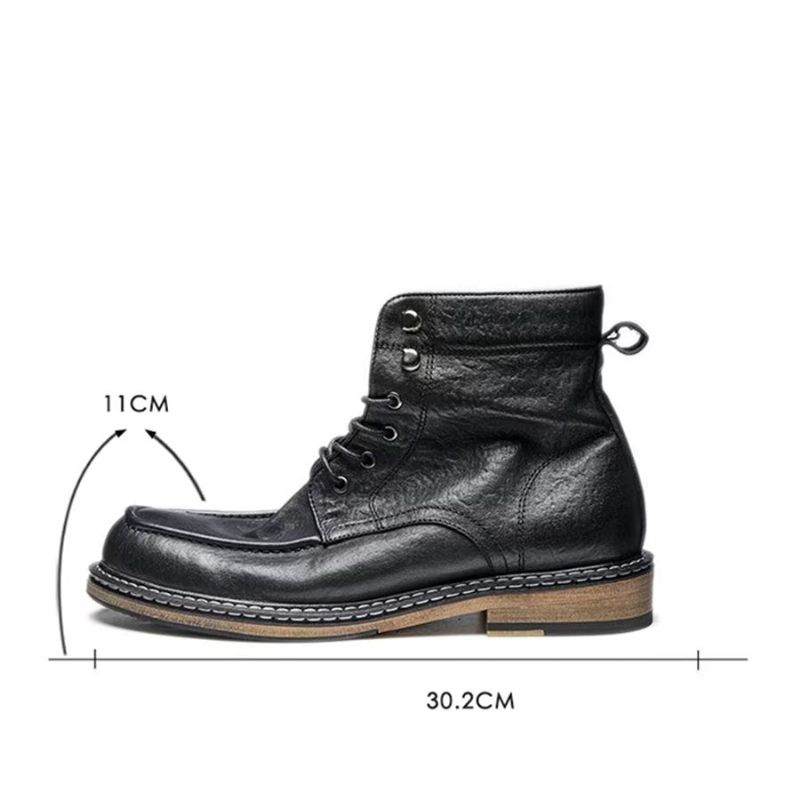 Botas Masculinas Elegantes Equinas Com Cadarço Clássico - Preto