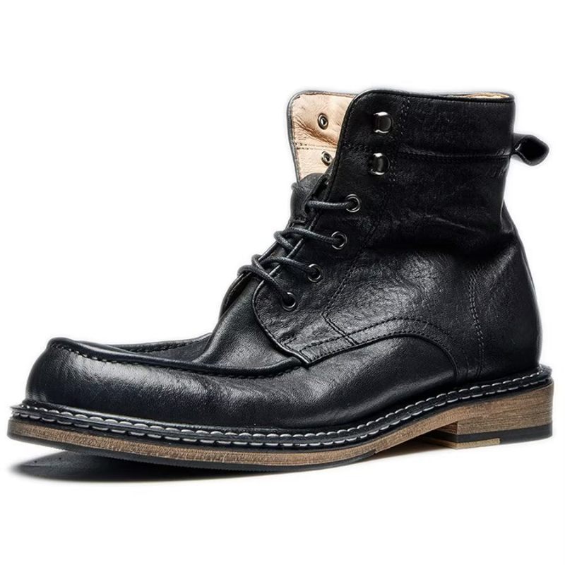 Botas Masculinas Elegantes Equinas Com Cadarço Clássico - Preto