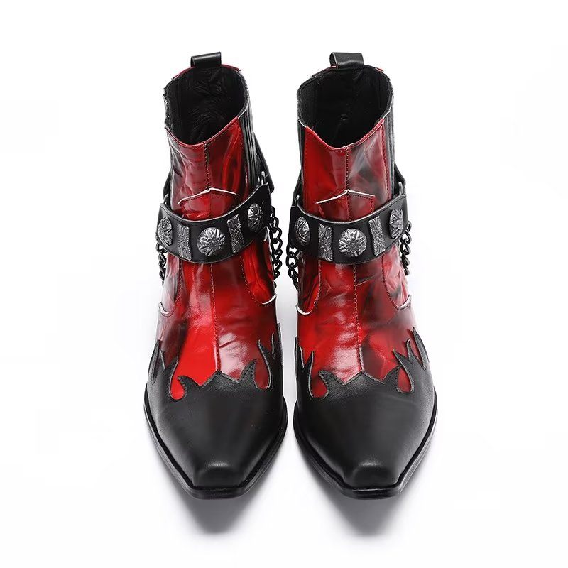 Botas Masculinas Elegantes Na Altura Do Tornozelo - Vermelho