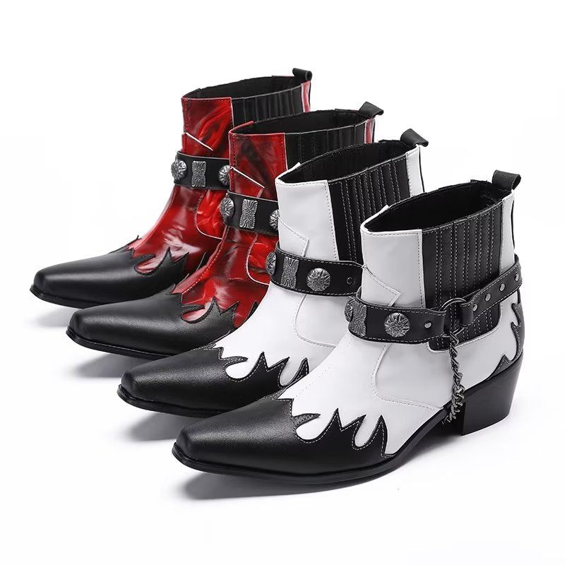 Botas Masculinas Elegantes Na Altura Do Tornozelo - Vermelho