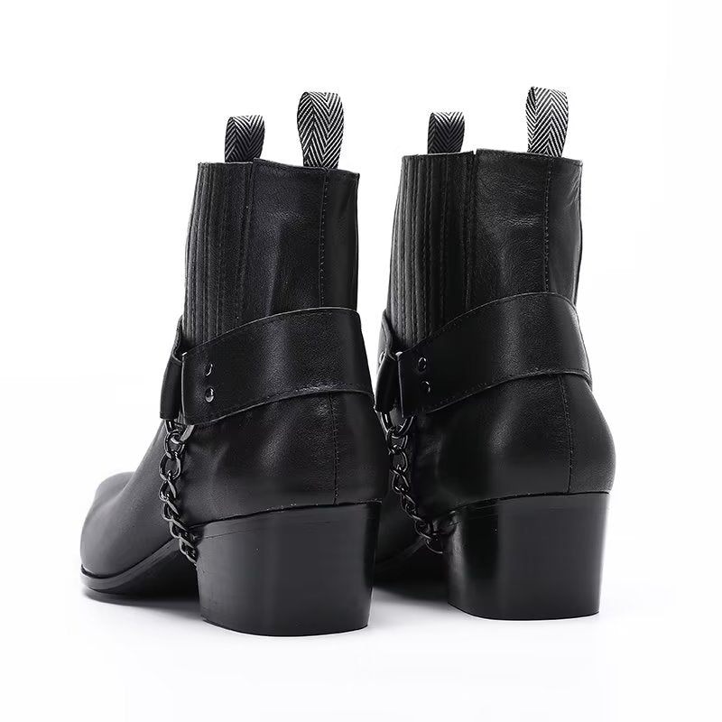 Botas Masculinas Elegantes Na Altura Do Tornozelo - Preto