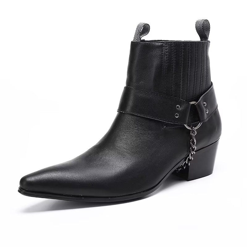 Botas Masculinas Elegantes Na Altura Do Tornozelo - Preto