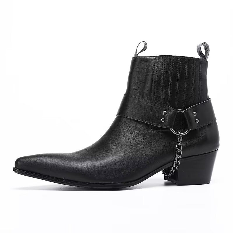 Botas Masculinas Elegantes Na Altura Do Tornozelo - Preto