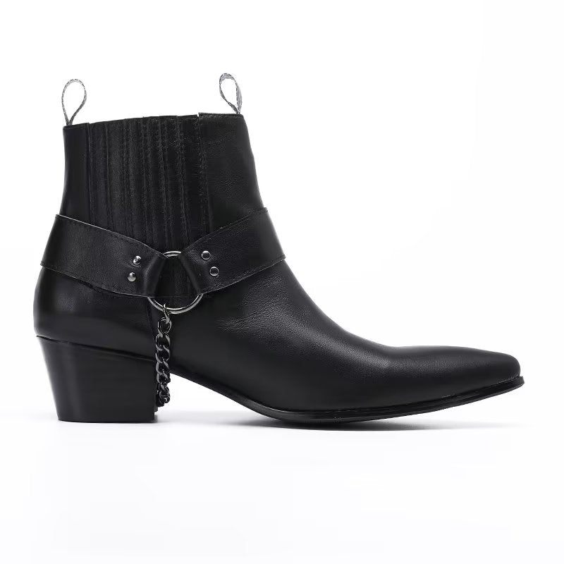 Botas Masculinas Elegantes Na Altura Do Tornozelo - Preto