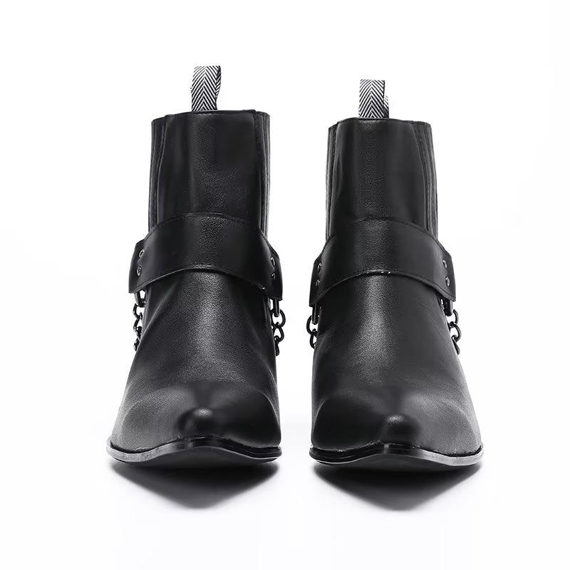 Botas Masculinas Elegantes Na Altura Do Tornozelo - Preto