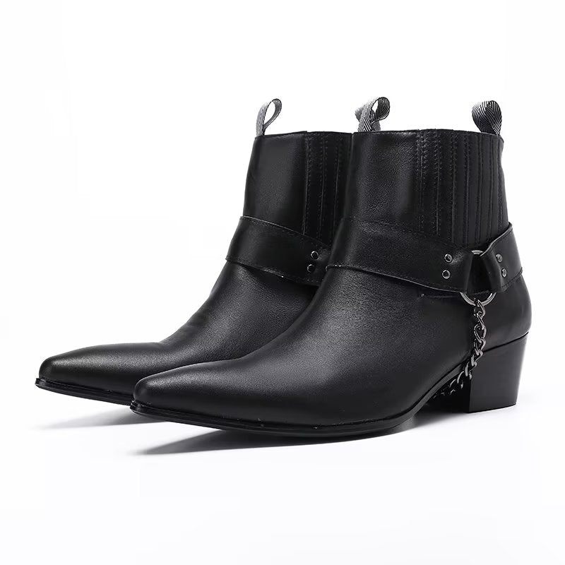 Botas Masculinas Elegantes Na Altura Do Tornozelo - Preto