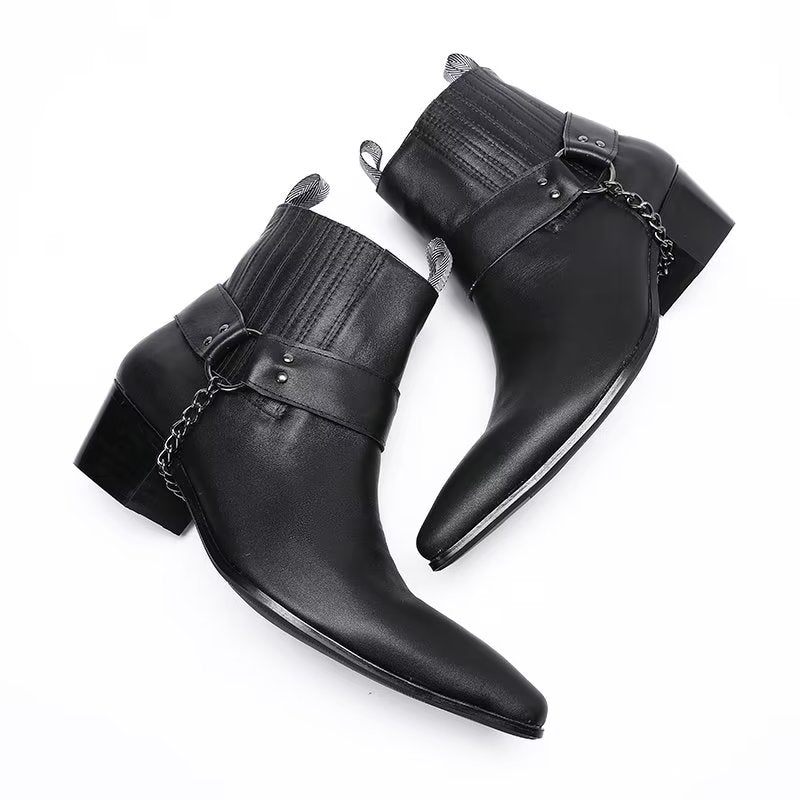 Botas Masculinas Elegantes Na Altura Do Tornozelo - Preto