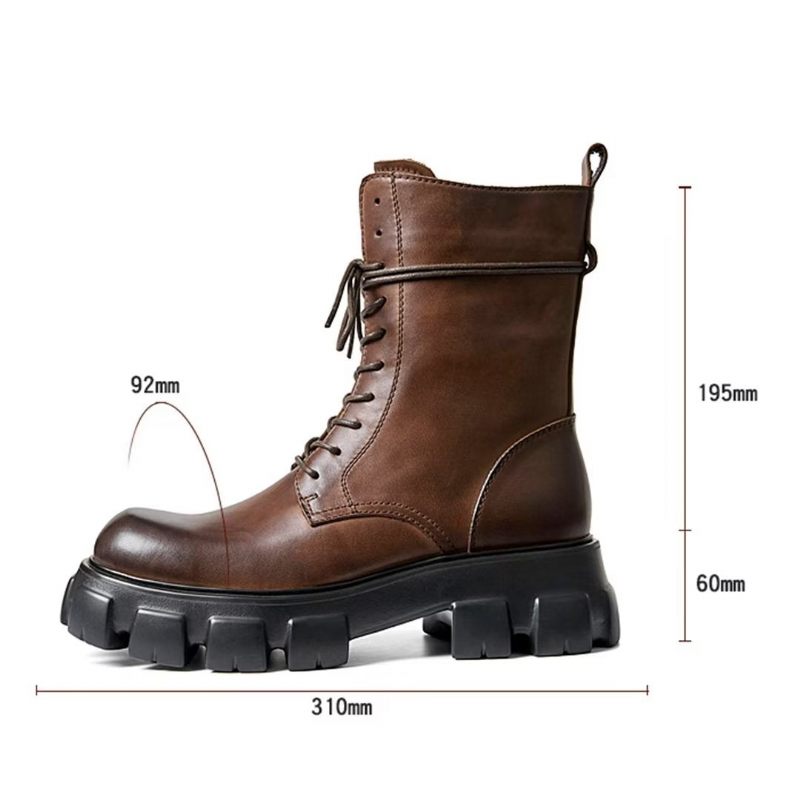 Botas Masculinas Elegantes Vintage Couro Curto Com Zíper Martin Clássicas - Marrom