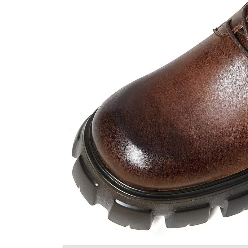 Botas Masculinas Elegantes Vintage Couro Curto Com Zíper Martin Clássicas - Marrom