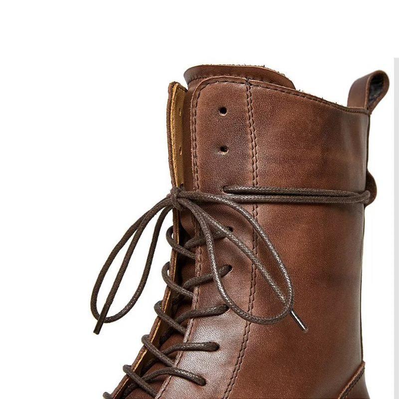 Botas Masculinas Elegantes Vintage Couro Curto Com Zíper Martin Clássicas - Marrom