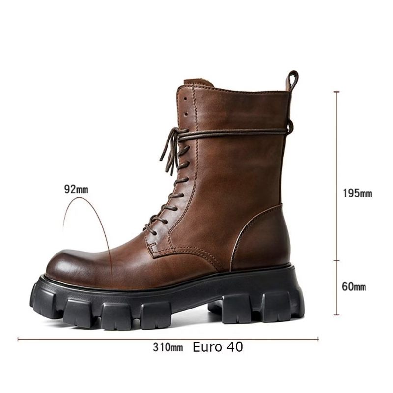 Botas Masculinas Elegantes Vintage Couro Curto Com Zíper Martin Clássicas - Marrom