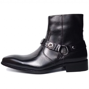 Botas Masculinas Elite Solid Couro Genuíno Ankle Boots