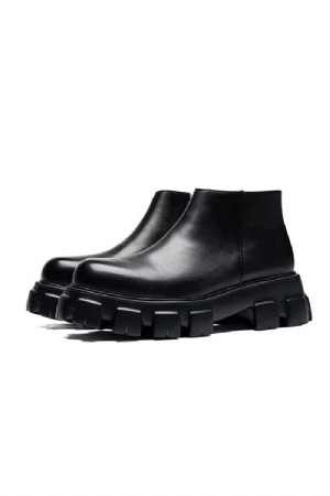 Botas Masculinas Estilo Elevado Couro Tornozelo Declaração