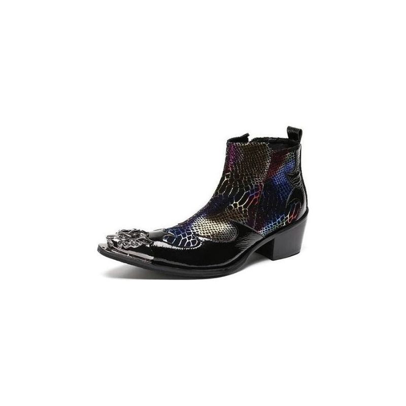 Botas Masculinas Estilo Serpente Mocassins Couro - Multicolorido