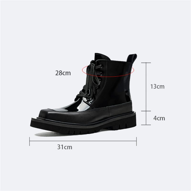 Botas Masculinas Exóticas Com Cadarço - Preto