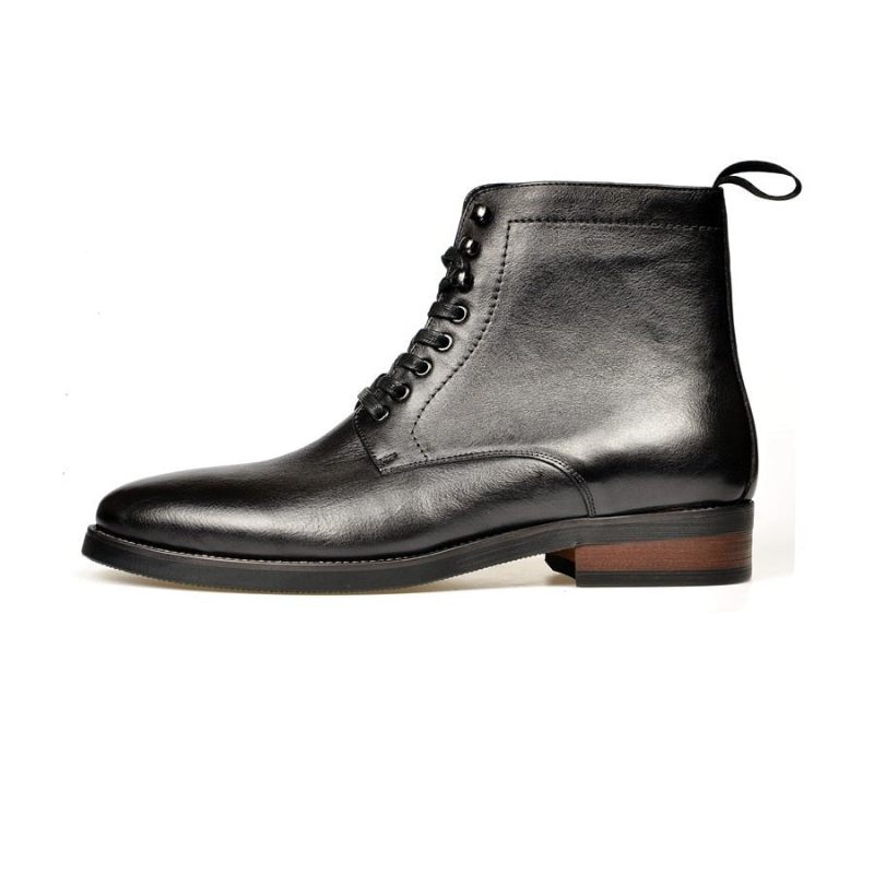 Botas Masculinas Exóticas Com Plataforma Cadarço - Preto