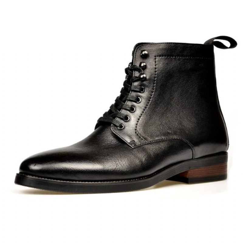 Botas Masculinas Exóticas Com Plataforma Cadarço - Preto