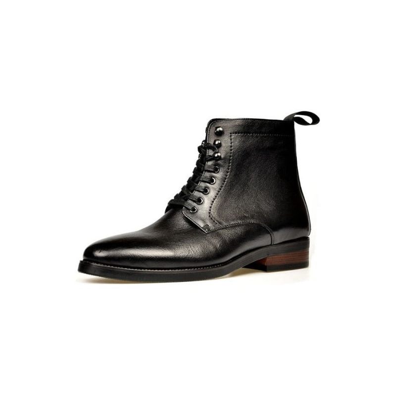 Botas Masculinas Exóticas Com Plataforma Cadarço - Preto