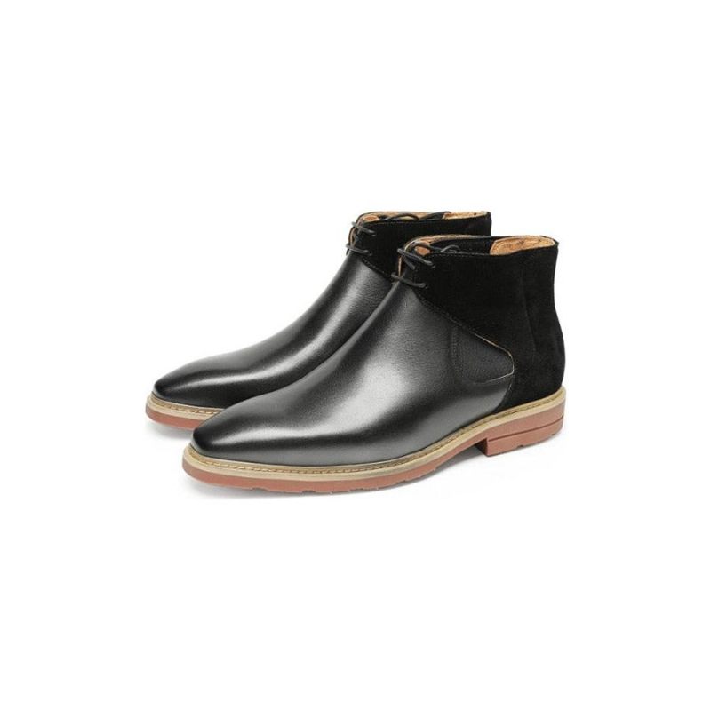 Botas Masculinas Exóticas Com Plataforma Cadarço - Preto