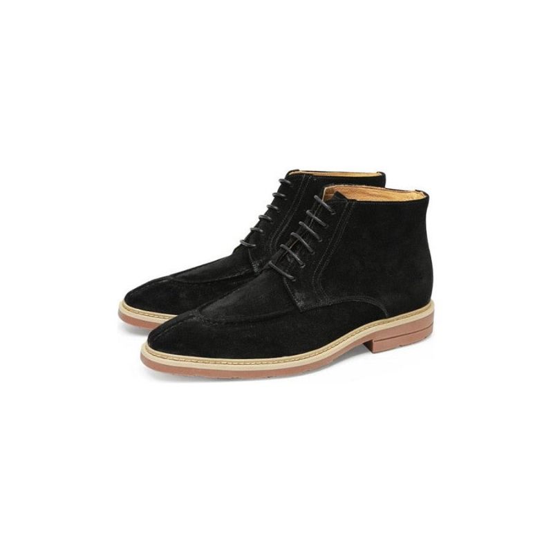 Botas Masculinas Exóticas Com Plataforma Cadarço - Preto