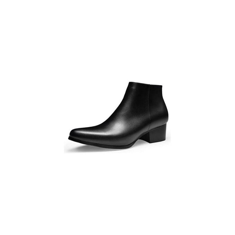 Botas Masculinas Exóticas Com Salto Pontudo E Cano Curto - Preto