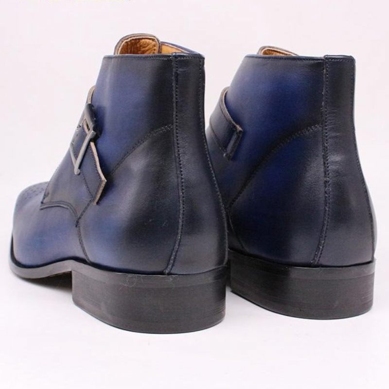 Botas Masculinas Formais Couro Exótico - Azul