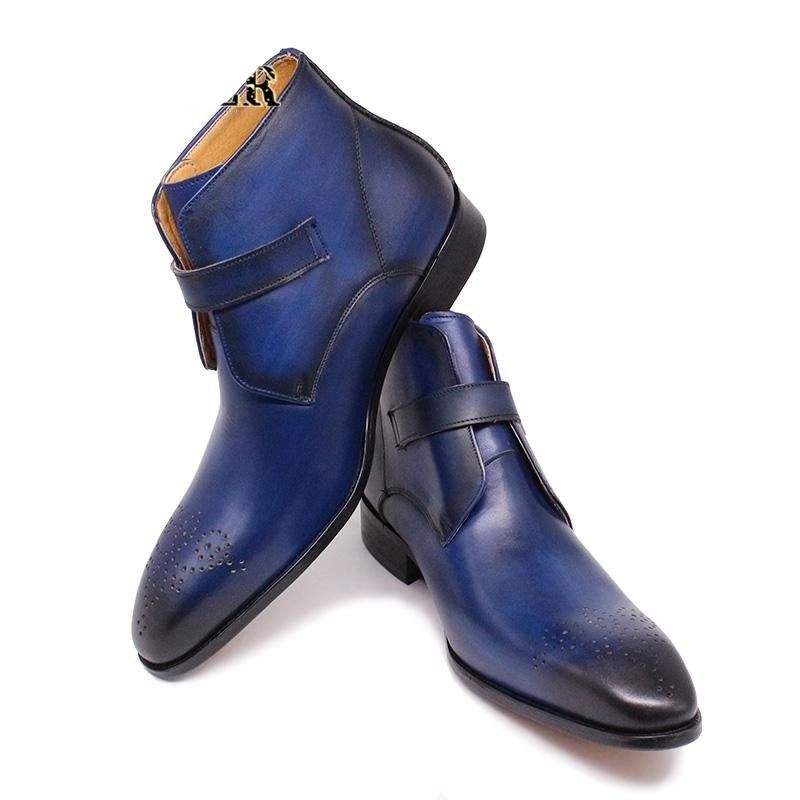 Botas Masculinas Formais Couro Exótico - Azul