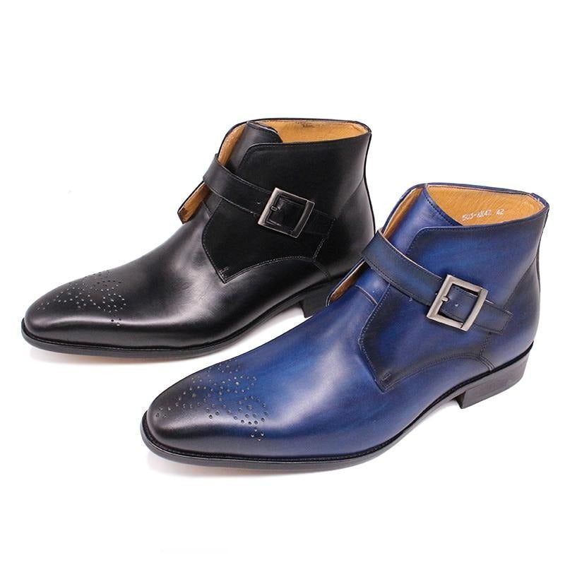 Botas Masculinas Formais Couro Exótico - Azul