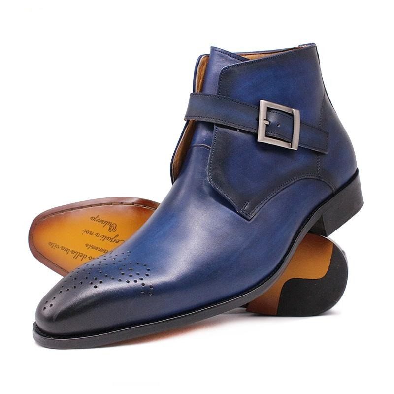 Botas Masculinas Formais Couro Exótico - Azul