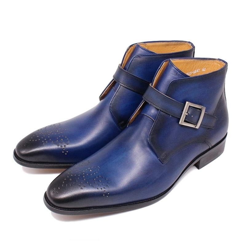 Botas Masculinas Formais Couro Exótico - Azul