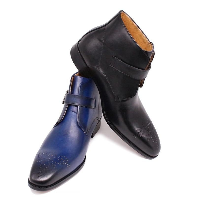 Botas Masculinas Formais Couro Exótico - Azul